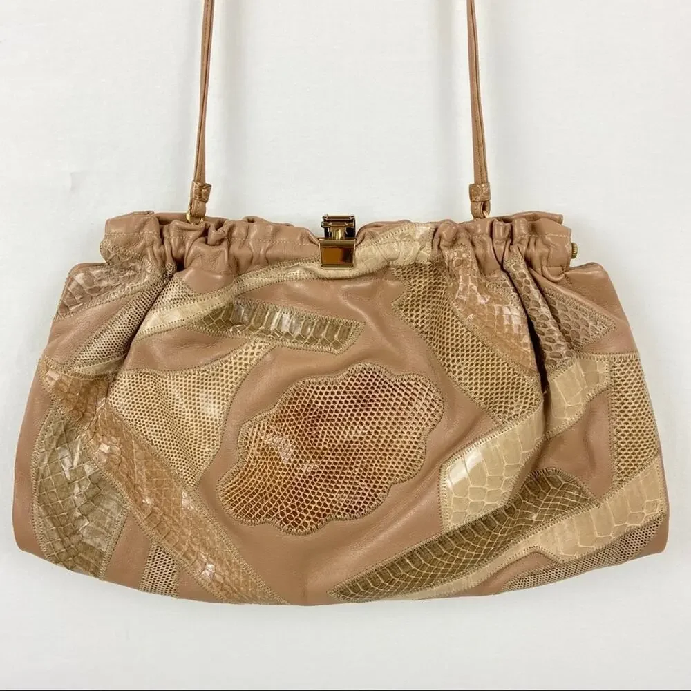 Vintage Bags by Varon shoulder/clutch leather patchwork